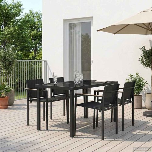 Комплект за външни мебели 5 pcs Черно и антрацит Textilene