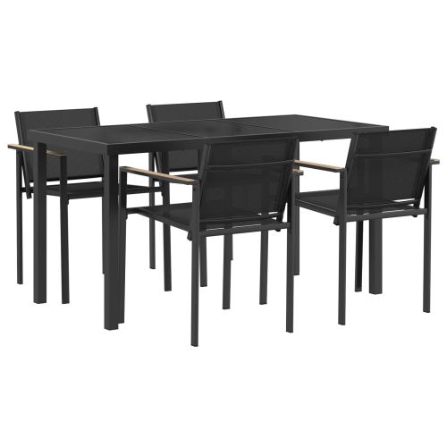 Комплект за външни мебели 5 pcs Черно и антрацит Textilene