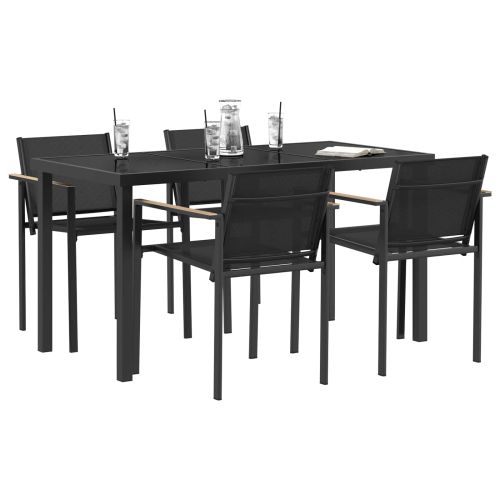 Комплект за външни мебели 5 pcs Черно и антрацит Textilene