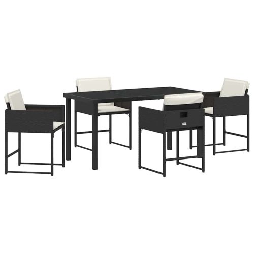 Комплект за хранене в градината 5 pcs Черно полиратан