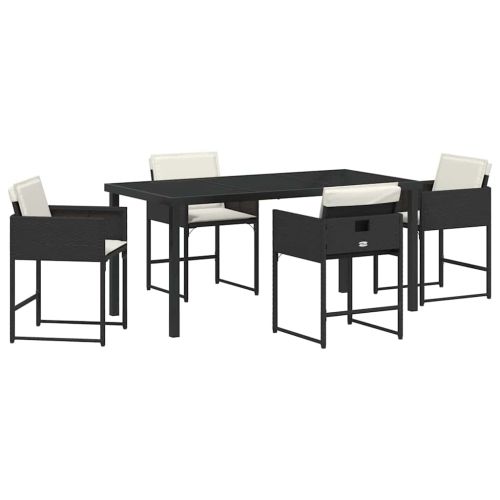 Комплект за хранене в градината 5 pcs Черно полиратан