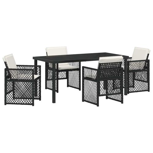 Комплект за хранене в градината 5 pcs Черно полиратан