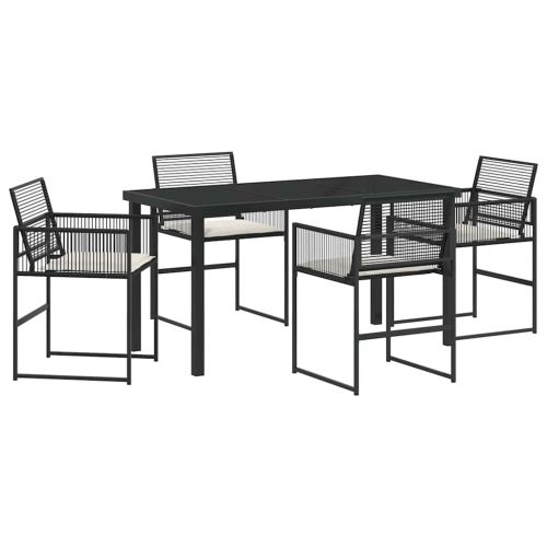 Комплект за хранене в градината 5 pcs Черно полиратан