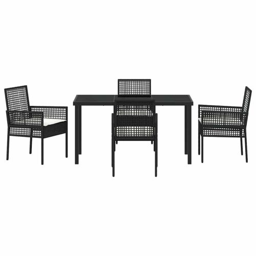 Комплект за хранене в градината 5 pcs Черно полиратан