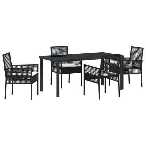 Комплект за хранене в градината 5 pcs Черно полиратан