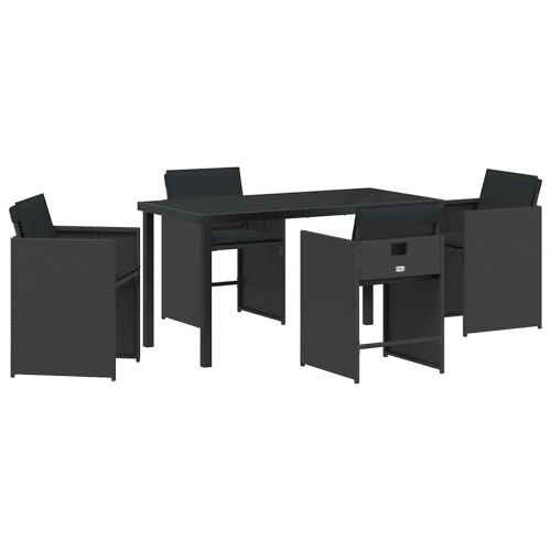 Комплект за хранене в градината 5 pcs Черно полиратан