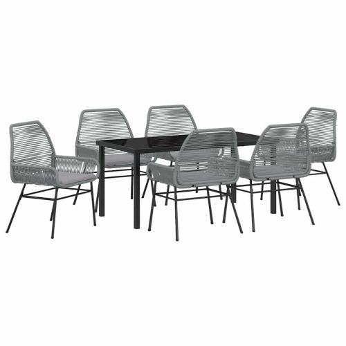 Комплект за хранене в градината 7 pcs Сив полиратан