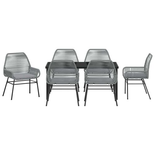 Комплект за хранене в градината 7 pcs Сив полиратан