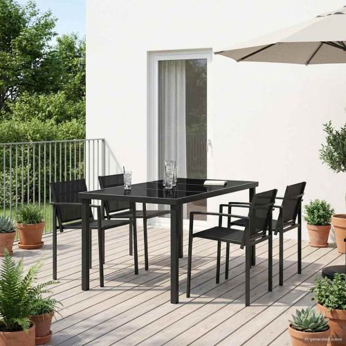 Комплект за външни мебели 5 pcs Черно и антрацит Textilene