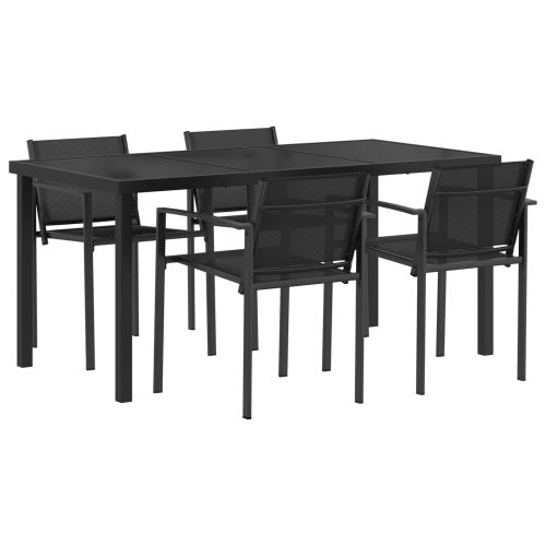 Комплект за външни мебели 5 pcs Черно и антрацит Textilene