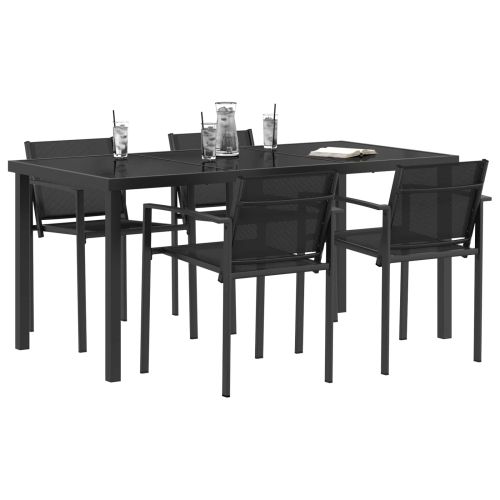 Комплект за външни мебели 5 pcs Черно и антрацит Textilene