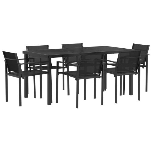 Комплект за външни мебели 7 pcs Черно и антрацит Textilene