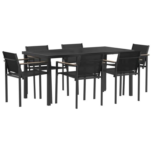 Комплект за външни мебели 7 pcs Черно и антрацит Textilene