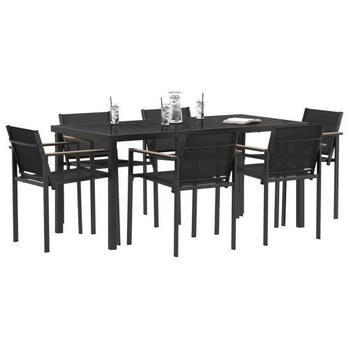 Комплект за външни мебели 7 pcs Черно и антрацит Textilene
