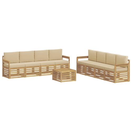 Комплект дивани за открито 9 pcs Бяло и Бежово 59 x 59 x 37 см