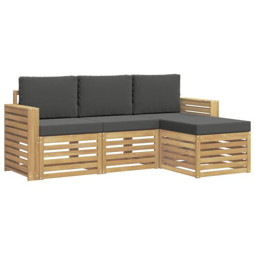 Комплект дивани за открито 4 pcs Бяло и антрацит