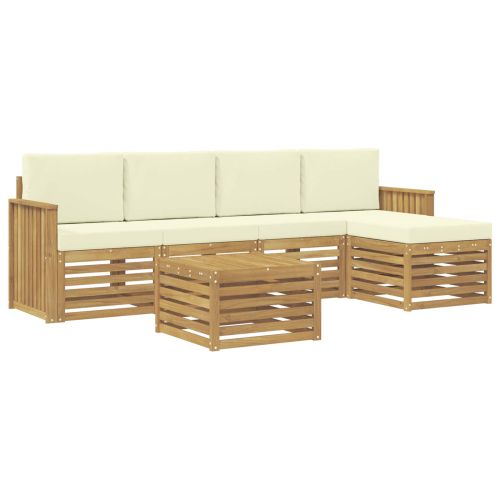 Комплект дивани за открито 6 pcs Бяло и кремаво 59 x 59 x 37 см