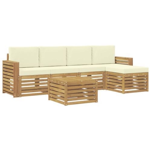 Комплект дивани за открито 6 pcs Бяло и кремаво 59 x 59 x 37 см