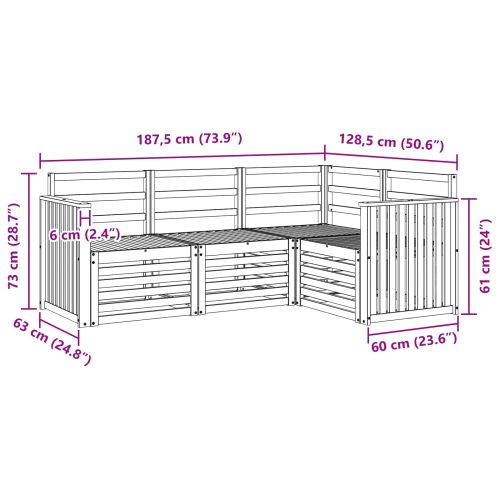 Комплекти дивани 4 pcs Бяло 187,5 x 128,5 x 73 см