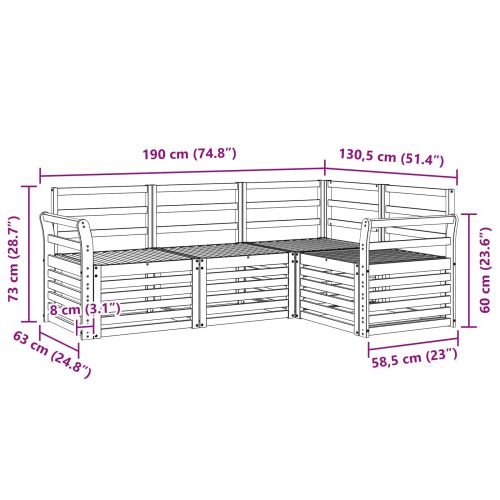 Комплекти дивани 4 pcs Бяло 190 x 130,5 x 73 см
