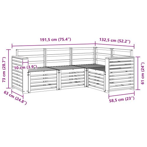 Комплекти дивани 4 pcs Бяло 191 x 132,5 x 73 см