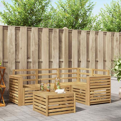 Комплект дивани за открито 5 pcs Бяло 59 x 59 x 37 см