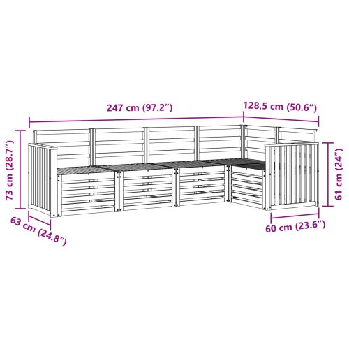 Комплект дивани за открито 5 pcs Бяло 247 x 128,5 x 73 см