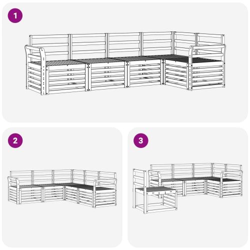 Комплект дивани за открито 5 pcs Бяло 249 x 130,5 x 73 см
