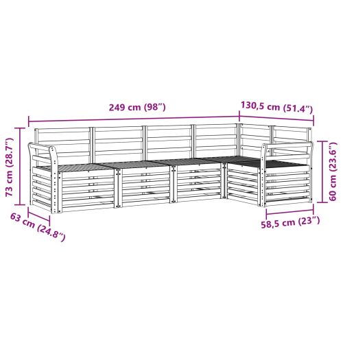 Комплект дивани за открито 5 pcs Бяло 249 x 130,5 x 73 см