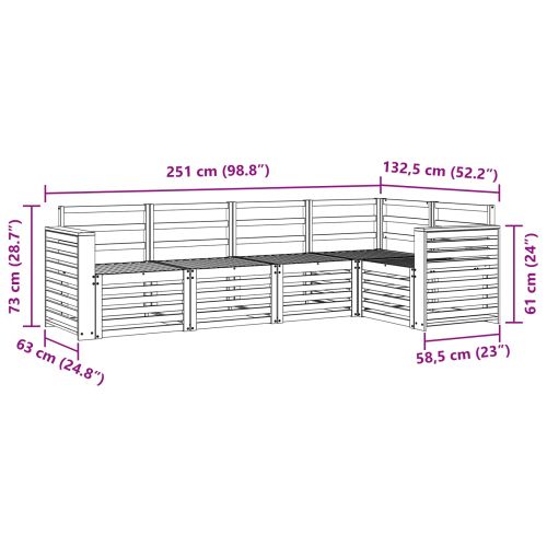 Комплект дивани за открито 5 pcs Бяло 251 x 132,5 x 73 см