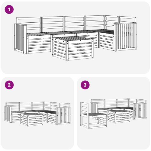 Комплект дивани за открито 6 pcs Бяло 59 x 59 x 37 см