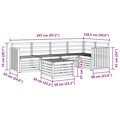 Комплект дивани за открито 6 pcs Бяло 59 x 59 x 37 см