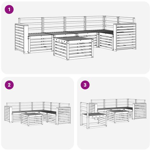 Комплект дивани за открито 6 pcs Бяло 59 x 59 x 37 см