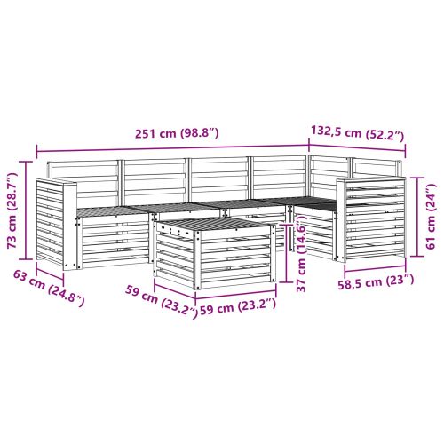 Комплект дивани за открито 6 pcs Бяло 59 x 59 x 37 см