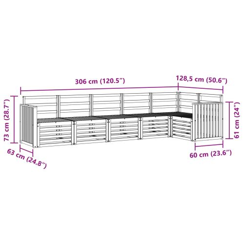 Комплект дивани за открито 6 pcs Бяло 306 x 128,5 x 73 см