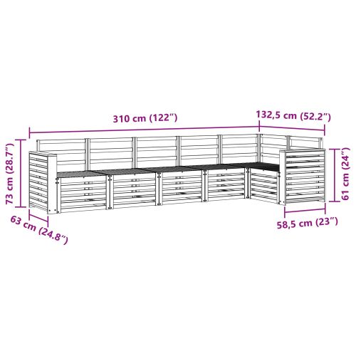 Комплект дивани за открито 6 pcs Бяло 310 x 132,5 x 73 см