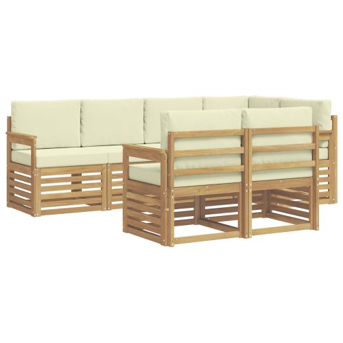 Комплект дивани за открито 7 pcs Бяло и кремаво