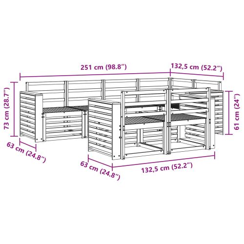 Комплект дивани за открито 7 pcs Бяло 251 x 132,5 x 73 см
