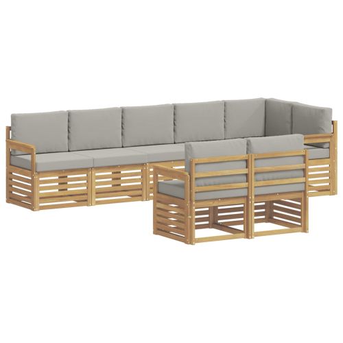 Комплект дивани за открито 8 pcs Бяло и светлосиво