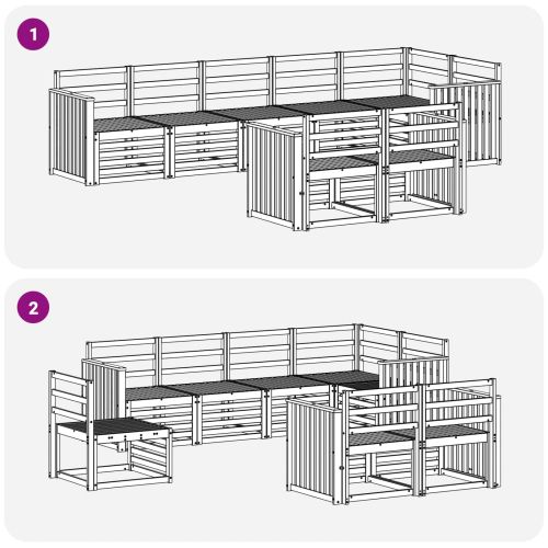 Комплект дивани за открито 8 pcs Бяло 306 x 128,5 x 73 см