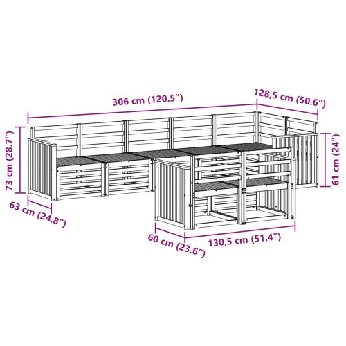 Комплект дивани за открито 8 pcs Бяло 306 x 128,5 x 73 см
