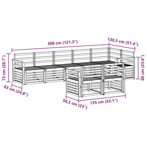 Комплект дивани за открито 8 pcs Бяло 308 x 130,5 x 73 см