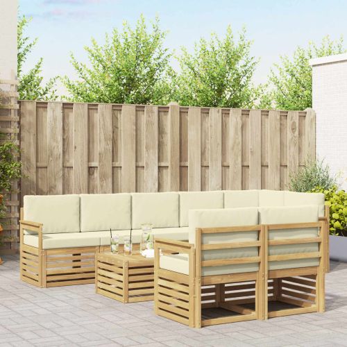 Комплект дивани за открито 8 pcs Бяло и кремаво 59 x 59 x 37 см