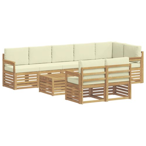 Комплект дивани за открито 8 pcs Бяло и кремаво 59 x 59 x 37 см