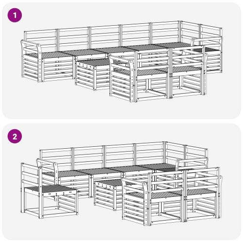 Комплект дивани за открито 9 pcs Бяло 59 x 59 x 37 см