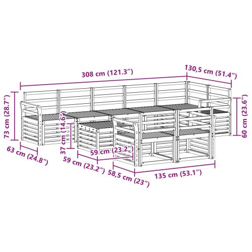 Комплект дивани за открито 9 pcs Бяло 59 x 59 x 37 см
