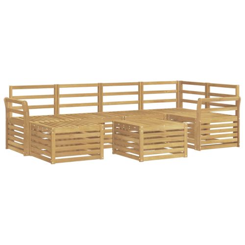 Комплект дивани за открито 7 pcs Бяло Полиестер