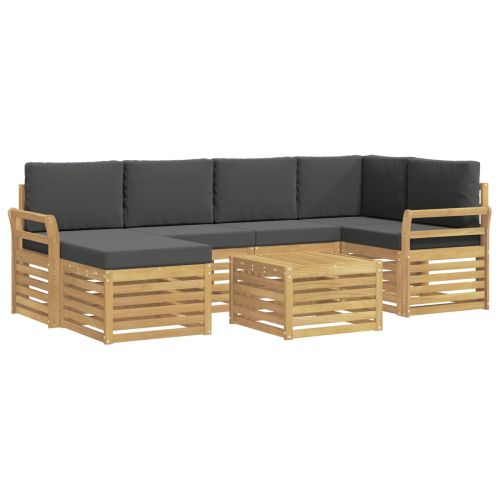 Комплект дивани за открито 7 pcs Бяло и антрацит Полиестер