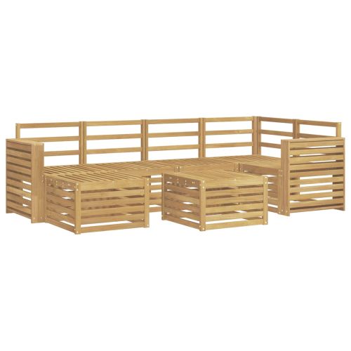 Комплект дивани за открито 7 pcs Бяло Полиестер