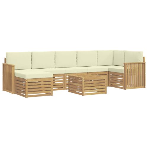 Комплект дивани за открито 8 pcs Бяло и кремаво 59 x 59 x 37 см